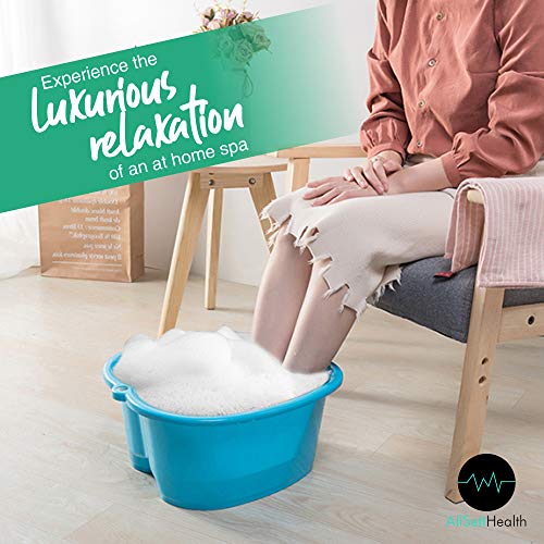 AllSett Health Foot Soaking Bath Basin ? Large Size for Soaking Feet | Pedicure and Massager Tub for at Home Spa Treatment | Callus, Fungus, Dead Skin Remover, Blue