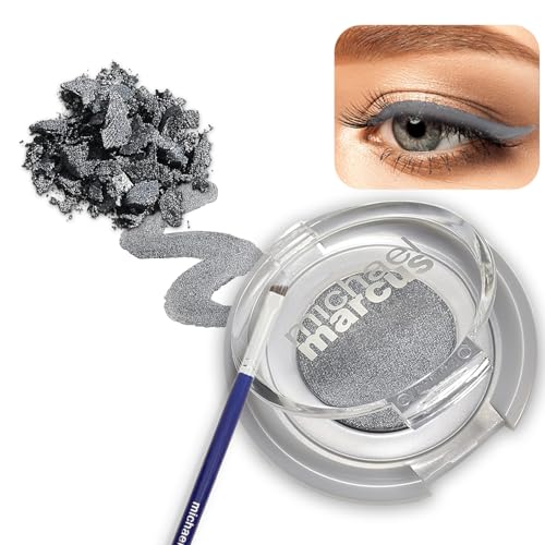 michael marcus Makeup Cake Eye Liner & Eyeliner Brush (Trashy) - Water Activated Dry Pressed, Long-Lasting & Smudge Resistant Eyeliner - Cruelty & Paraben Free - For Beginner & Pro Makeup Artist