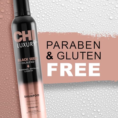 CHI Luxury Black Seed Oil Dry Shampoo, Hydrating Formula To Clean, Revitalize & Strengthen Hair, Sulfate, Paraben & Gluten-Free, 5.3 Oz