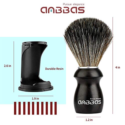 Anbbas Shaving Brush and Holder with Travel Case, Synthetic Badger Hair Ebony Handle Brush 3in1 Kit for Men