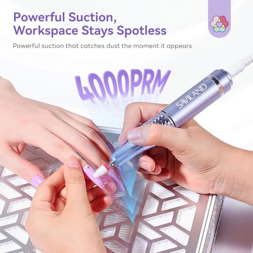 SAVILAND 800Pa Nail Dust Collector: Rhinestones Shining Powerful Suction Dust Collector Nail Tech Adjustable Speeds Less Than 25db Nail Duster Vacuum For Acrylic Nails Tool Polish Salon Set
