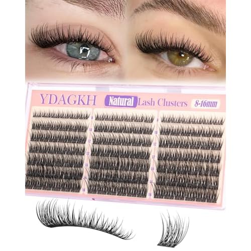Lash Clusters Natural Cluster Eyelash Extensions Wispy Individual Eyelash Clusters 8-16mm CC Curly DIY Lash Extension Reusable Salon-effect Eyelash Extension for Clean Beauty by YDAGKH