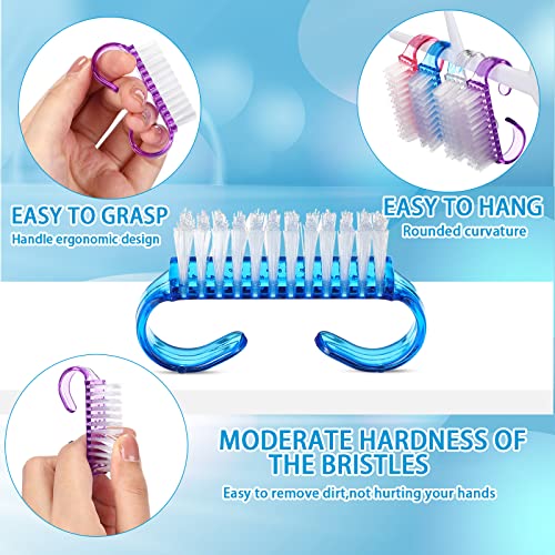 200 Pcs Handle Grip Nail Brush Fingernail Scrub Cleaning Cleaner Nail Brushes Scrubber Bulk for Men Women Hands Feet Toes and Nails Pedicure, 4 Colors