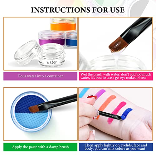 Water Activated Eyeliner, UV Glow Neon Cake Paint, 12 Bright Color Hydra Eye Liner,UV Glow Blacklight Luminous Body Face Makeup Paint, Costume Halloween and Club Makeup Art Paint (01)