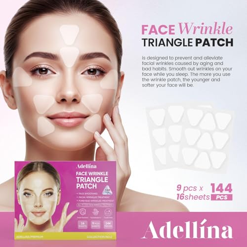 New Anti Facial Wrinkle Patches: Anti Wrinkle Patches Overnight - Smile Line Pathces - Facial Wrinkle Patche for Forehead, Smile Line, Under Eyes (1 Count (Pack of 144))