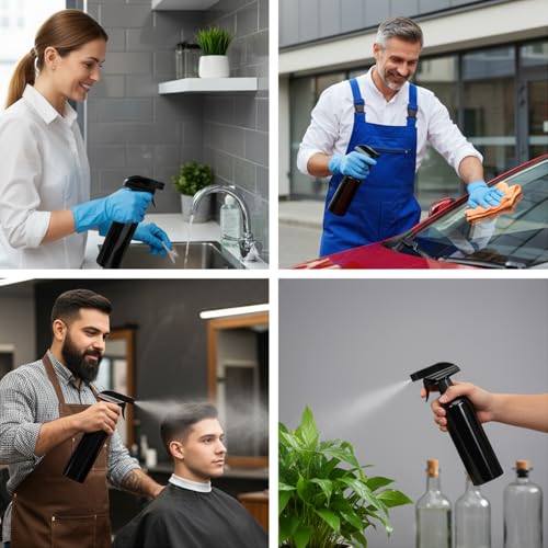 12 Pack Black Empty Fine Mist Sprayers, Plastic Spray Bottle Refillable Container Leak-proof Sprayers for Cleaning Solutions Water Hair Essential Oils Adjustable Head Sprayer