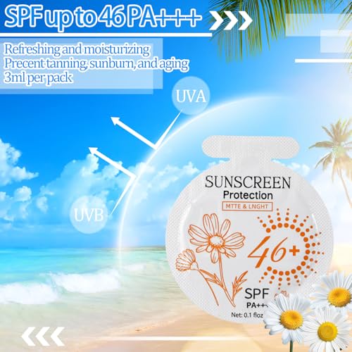 200 Pcs Sunscreen Bulk Mini Travel Size Sunscreen Packets SPF 46+ Summer Party Gifts for Women Girl