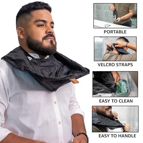 Beard Apron Premium, Beard Trimmer Catcher, Portable Non-Stick, Waterproof Hair Catcher, Shaving Apron Grooming