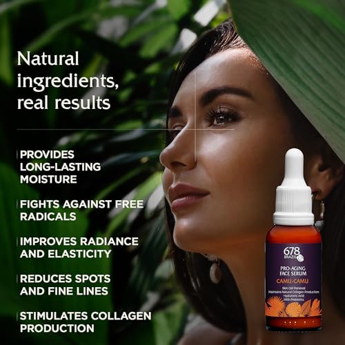 678Brazil Pro-Aging Face Serum - Daily Use - Reduces Fine Lines & Wrinkles - Firmer & More Radiant Skin - Camu-Camu, Hyaluronic Acid, 1% Bakuchiol, Vitamin C, Prebiotic, Niacinamide - 1.01 fl oz
