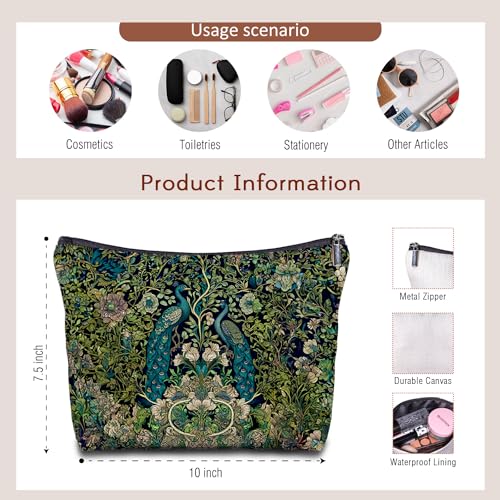Peacock Decor Makeup Bag for Women - Peacock Gifts for Women Peacock Lovers, Peacock Small Cosmetic Bag for Purse, Cosmetic Bag Aesthetics, Animal Lover Gifts