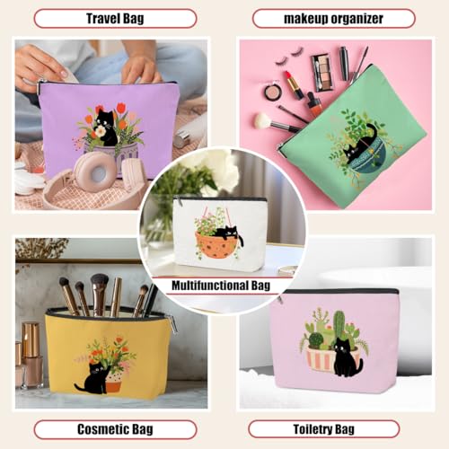 5 Pack Floral Succulent Cat Gifts for Women Gifts for Cat Lovers Makeup Bag, Cosmetic Bags for Women, Pet Cats Mom Girls Friends Friendship Bachelorette Toiletry Bag Christmas Birthday Graduation