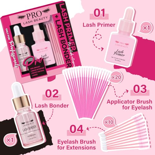 Lash Bonder Lash Primer for Eyelash Extensions Kit Longer Retention Glue Accelerator Lash Sealant Eyelash Bonder Primer 2 IN 1 Pre-Treatment for Professional Lash Extension (15ml+15ml)