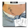 Semi Permanent Tattoo, 2 Sheets Lily Temporary Tattoo for Women Girls, Realistic Flower Tattoos for Waist Arm, Minimalist Line Floral Tattoos, Lasts 1-2 Weeks, Waterproof & Non-reflective