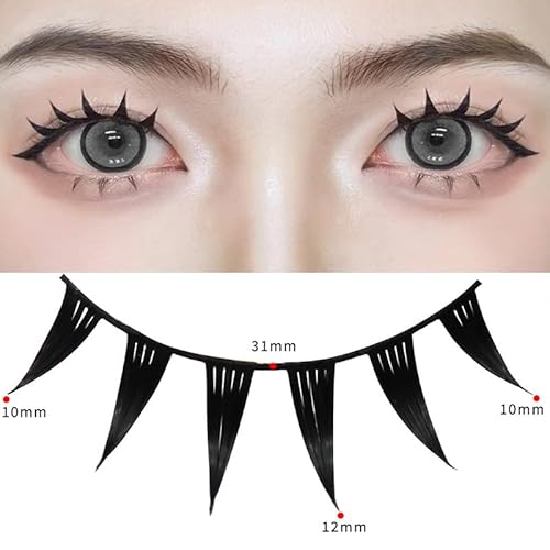 Fake Eyelashes Natural Look Daily False Eye Lashes Daily Strip Cross Black Band 10-12mm LASGOOS Thick Lashes A Shape Cute Devil Lash for Cosplay Wedding Work Manga Eye Makeup 5 Pairs Bulk L05BK