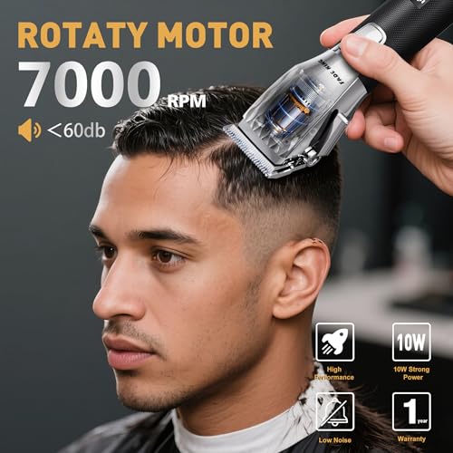 FADEKING¢ç Professional Hair Clippers for Men, Cordless Hair Clippers and Beard Trimmer for Men, Professional Barber Clippers for Hair Cutting and Beard Shaping & Grooming (Silver Black)