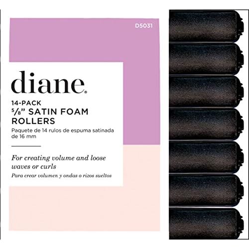 Diane Satin Foam Rollers , Black 5/8-Inches (14 Count) (Pack of 2)