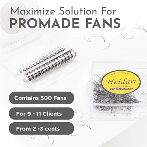 Heidari Handcraft Promade Eyelashes Extension Ideal for Professional Lash Salon, Collection 3D-20D, C CC D DD Curl, Thickness 0.03~0.1mm, Length 8-20mm, Long Lasting,Easy Application 5D-0.07 D 11 mm