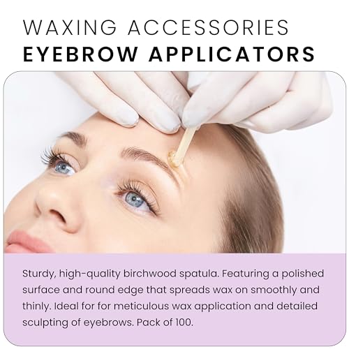 Depileve Wooden Eyebrow Applicators - Waxing Applicator Sticks - for Home and Salon - Box of 100 (Pack of 2)