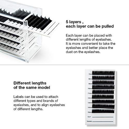 Acrylic 5 Layers clear Eyelash Storage Box, Makeup Display Container, Eyelashes Holder Case Grafting, Eyelash Transparent Box Extension Tool