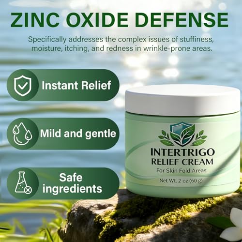 Intertrigo Cream - Intertrigo Barrier Cream With Zinc Oxide & Undecylenic Acid, Helps Support Skin Comfort, Reduce Moisture & Friction - 2 Oz (1, 1)