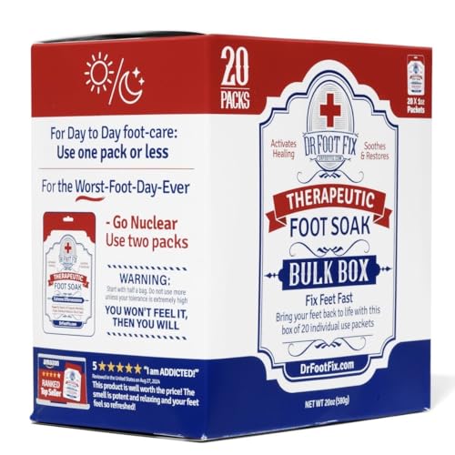 Therapeutic Foot Soak. Organic Tea Tree, Peppermint & Birch Oil. Helps Soak Toenail Fungus, Athletes Foot & Stubborn Foot Odor - Soothes Feet - Tingles for Hours (20 Pack Retail Box)