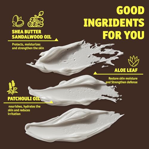 Shave Butter, Shaving Cream for Sensitive Skin, Naturally Derived with Shea Butter and Sandalwood Oil for the Smoothest Shave, Soft and Silky Skin -Sandalwood Scent, 200ml(6.8 floz)