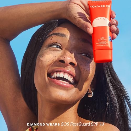 Tower 28 SOS FaceGuard SPF 30 - Broad Spectrum Mineral Sunscreen for Face with Ceramides for Sensitive Skin - Lightweight Zinc Oxide Face Sunscreen Lotion - Dermatologist-Tested Sun Skin Care (2.3 oz)