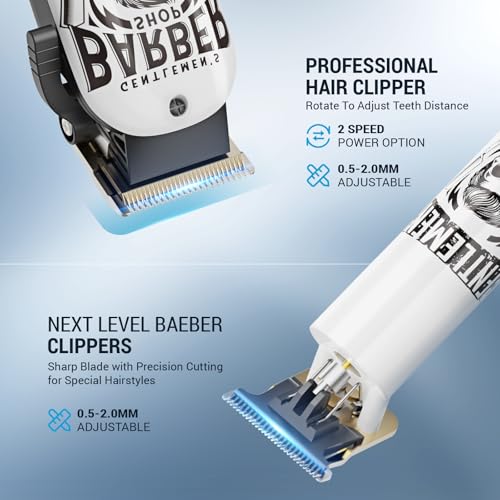 BESTBOMG¢ç Hair Clippers & Trimmer Ceramic T-Blade Cordless Haircut Sets Rechargeable 2000mAh/1200mAh with 10 Guide Combs & for Men/Father/Husband/Boyfriend