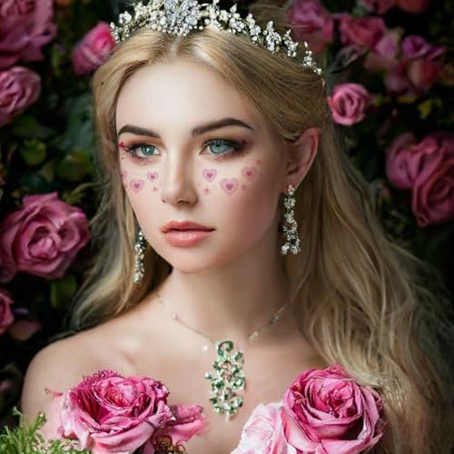 10 Sheets Valentine Makeup Temporary Face Tattoo Sticker Heart Lips Kiss Women Face Body Art Decals Wedding Party Decorations Supplies