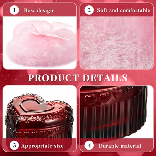 Tioncy 4 Pcs Large Body Powder Puff and Container Extra Large Body Powder Puff Dish Soft Washable Reusable Fluffy Makeup Sponge Wet Dry (Heart,Pink and Red)
