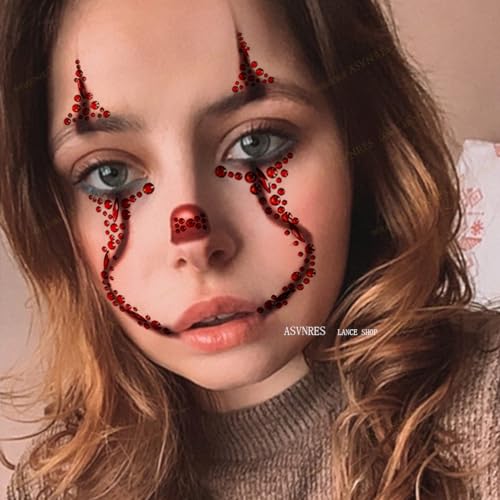 4 Pieces Face Gems Jewels Tattoos for Halloween, Day of the Dead Face Temporary Skull Tattoos Rhinestone Crystal Stones Body Gems Makeup Stickers for Halloween Festival Rave Party Outfit