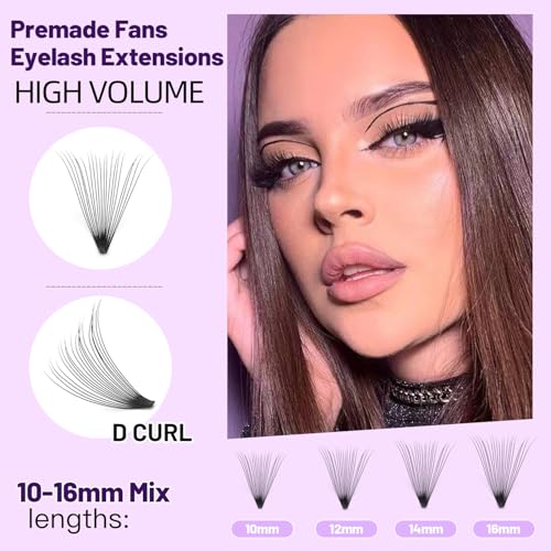 Bodermincer 200pcs 20D Premade Volume Fans Eye Lashes Extensions Thickness 0.07mm 8-16mm to Choose Black Soft Individual False Eyelashes Makeup Fake Lashes Cluster£¨13mm£©