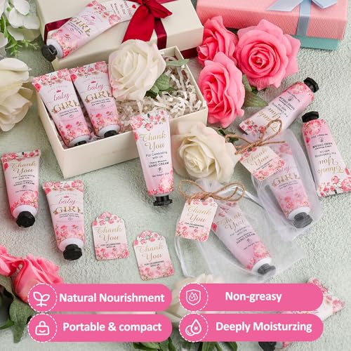 60 Sets Baby Shower Hand Cream Gifts, Baby Shower Party Favors for Guests, Hand Cream Set for Bridal Wedding Thank You Gifts, Travel Size Hand Lotion Bulk (Girl)