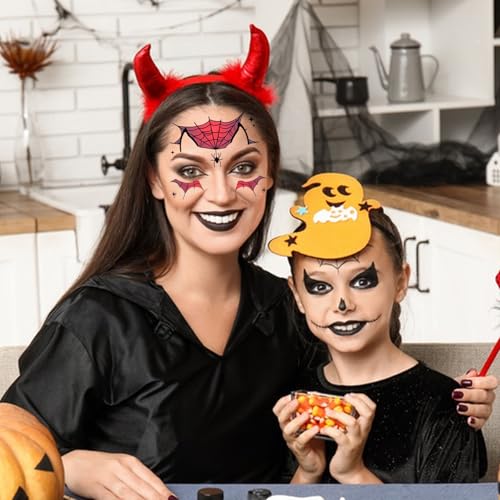 Red Spiders Face Temporary Tattoo Sticker for Halloween Party Makeup - Self Adhesive Tattoo Sticker for Holiday Festival Party Supplies