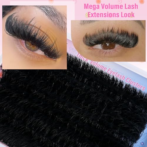 Lash Clusters Eyelash Extensions 280D Individual Eyelashes 14-25mm DIY Lashes Extension Mega Volume False Eyelashes by BEFACL(Dramatic)