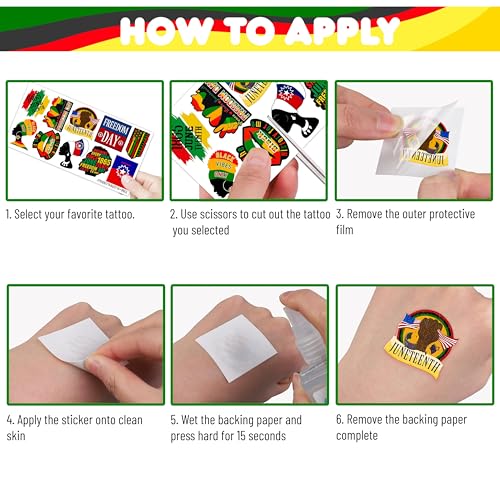 96 PCS Juneteenth Temporary Tattoos ? African American Party Decorations, Black History Month Supplies, Afro American Stickers for Kids Adults Party Favors Gifts Decor