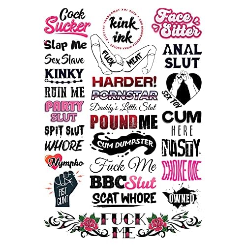 27 Hardcore Words and Phrases Sexy Naughty Kinky Temporary Tattoo for Adults