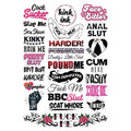 27 Hardcore Words and Phrases Sexy Naughty Kinky Temporary Tattoo for Adults