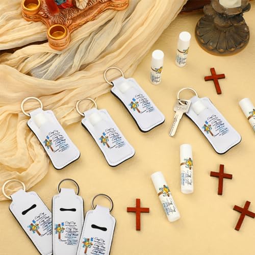 36 Pcs/18 Set Christian Gift for Women Christian Lip Balms and Lip Holder Keychain Bulk Faith Scripture Bible Verse Gift Religious Church Party Favor for Mom Staff Employee(Everyday)