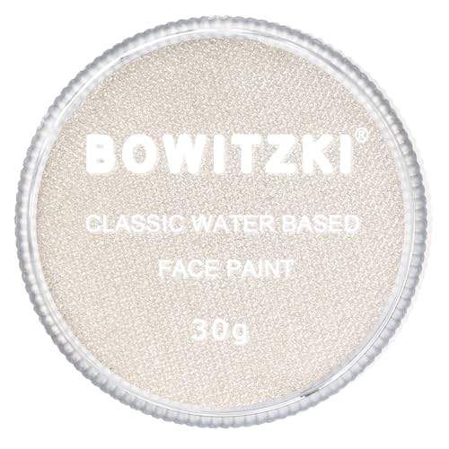 Bowitzki 30g Professional Face Paint Body Paint Water Based Face painting Makeup for Adults Split Cake Single Color (Metallic White)