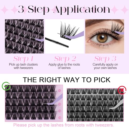 Lashes Clusters Nature DIY Eyelash Extension Black 10-18mm Cluster Eyelash Extensions Individual Lashes Wispy Light Soft Eyelash Extensions Suitable for Beginners
