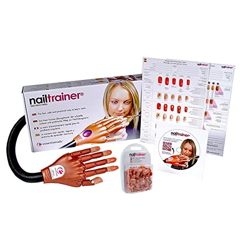 Nail Trainer¢ç Practice Hand INCLUDES 6 Hour On-Line Competition Level Nail Art Tuition By A Champion Nail Artist, Nail Extensions, Nail Art Manicure Training Hand &100 Practice Nails