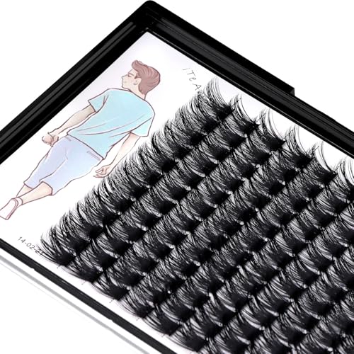 Large Tray-Grafted Wide Stem Individual False Eyelashes Thick Base 120 Clusters D Curl Natural Long Volume Eye Lashes Extensions Dramatic Look 8-20mm Available (14mm)