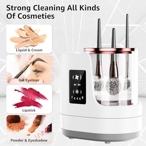 3-in-1 Electric Makeup Brush Cleaner and Dryer, Automatic Brush Cleaning Machine with Dual-Direction Deep Cleaning & Adjustable Drying, Portable USB Cosmetic Tool for All Size Brushes and Sponges