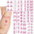 Breast Cancer Tattoos, 10 Sheets 68 Pcs Pink Ribbon Breast Cancer Awareness Temporary Tattoos for Face Arms and Hands, 4.7" x 2.7" Breast Cancer Face Tattoos for Walks Runs Fundraising Events