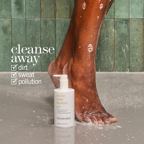 THISWORKS In The Zone Shower Gel | Refreshing Body Wash with Eucalyptus & Frankincense | Cleanses, Soothes, and Revitalizes Skin | Aromatherapeutic Formula, 10.1 oz / 300ml