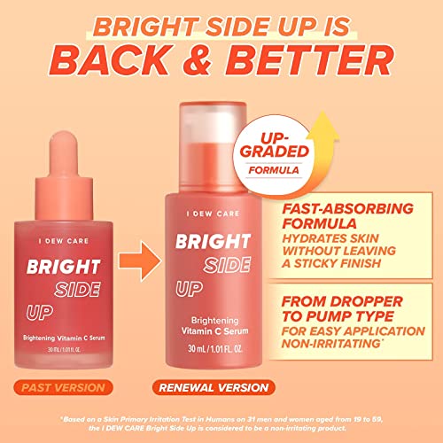 I DEW CARE Bright Side Up Brightening & Hydrating Vitamin C Serum with Niacinamide + Glow Easy Vitamin C Tinted Lip Oil Gloss with Jojoba Seed Oil Bundle