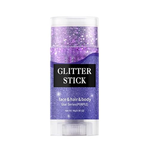 Face and Body Glitter Stick, Sparkly Chunky Hair Glitter Makeup, Holographic Sparkling Neon Outfit Singer Concert Music Rave Festival Party Accessories Glitter Gel. (Purple)