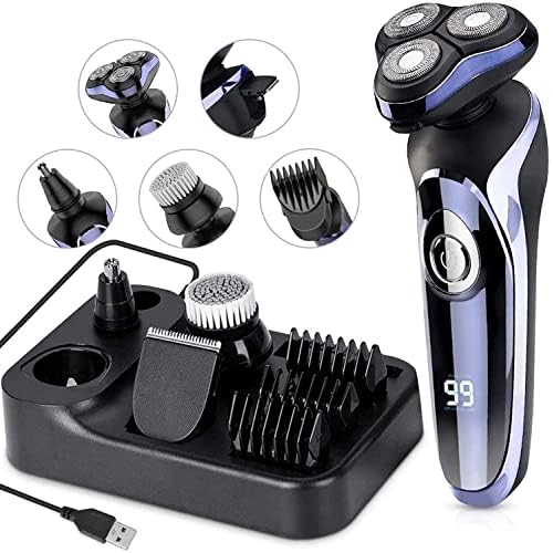 Electric Razor for Men, 4 in 1 Rotary Men Shaver Beard Trimmer, Electric Shaver Waterproof USB Fast Charging, Cordless Beard, Nose, Hair Trimmer, Men Electric Razor Best Gift for Dad, Boyfriend
