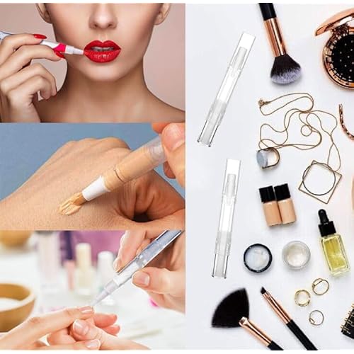 30 Pack 5 ML Cuticle Oil Pens, Empty Nail Oil Pen Transparent Twist Pens with Brush Tip Cosmetic Lip Gloss Containers Applicators Eyelash Growth Liquid Tube with Sticker